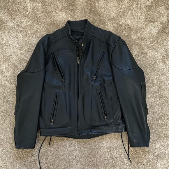 U.S. Made CO. Leather Motorcycle Jacket Size 44 - Picture 2 of 12